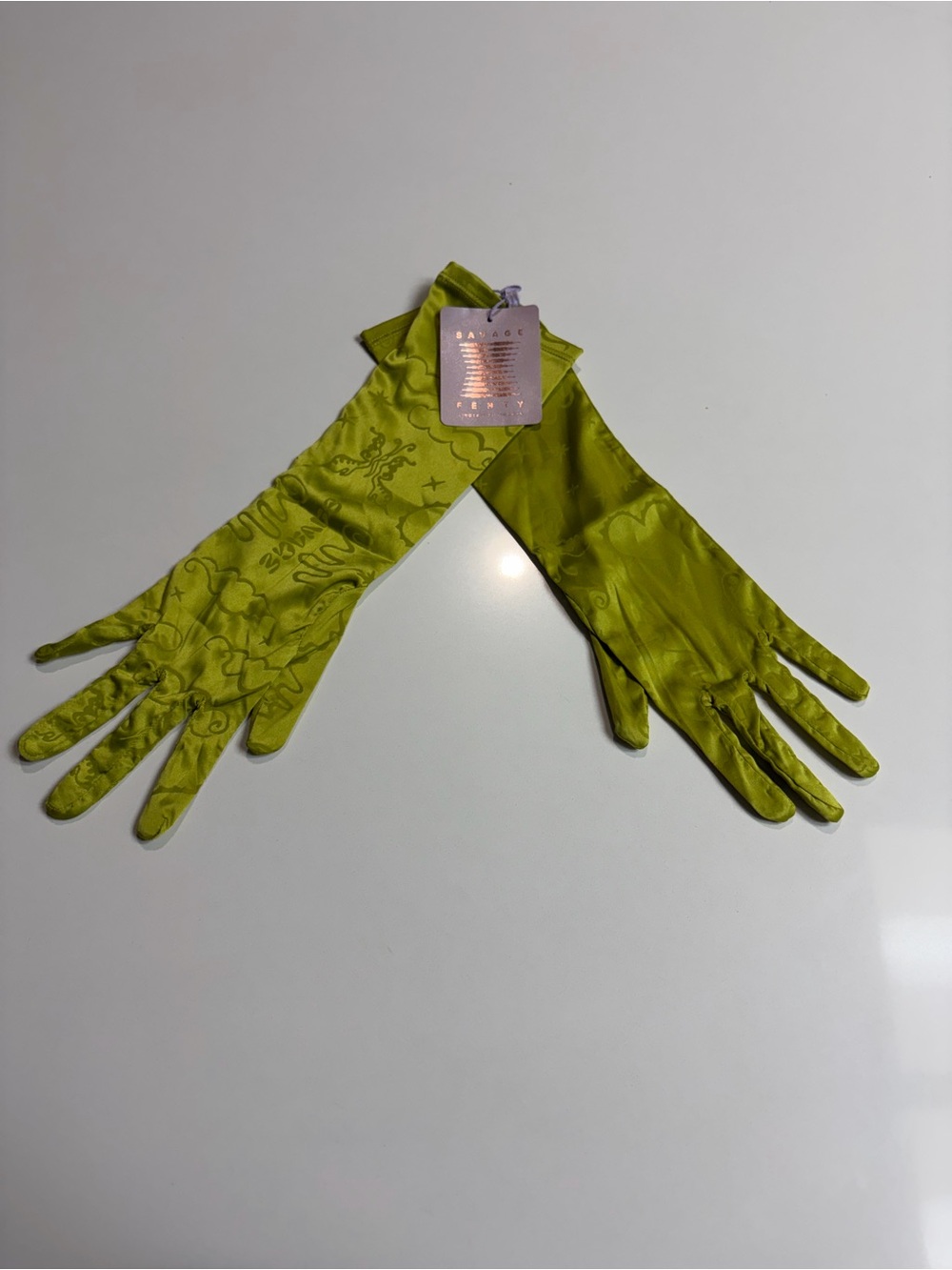 Savage X Fenty Satin Olive Green Opera Gloves